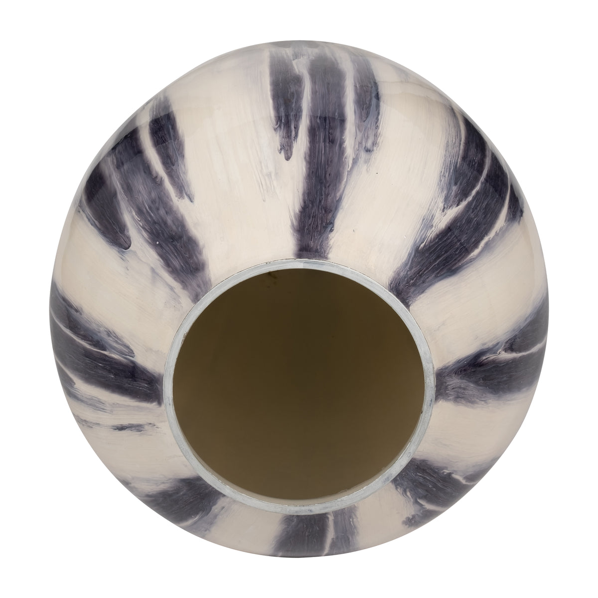 Camphora Black/White Glass Striped Vase