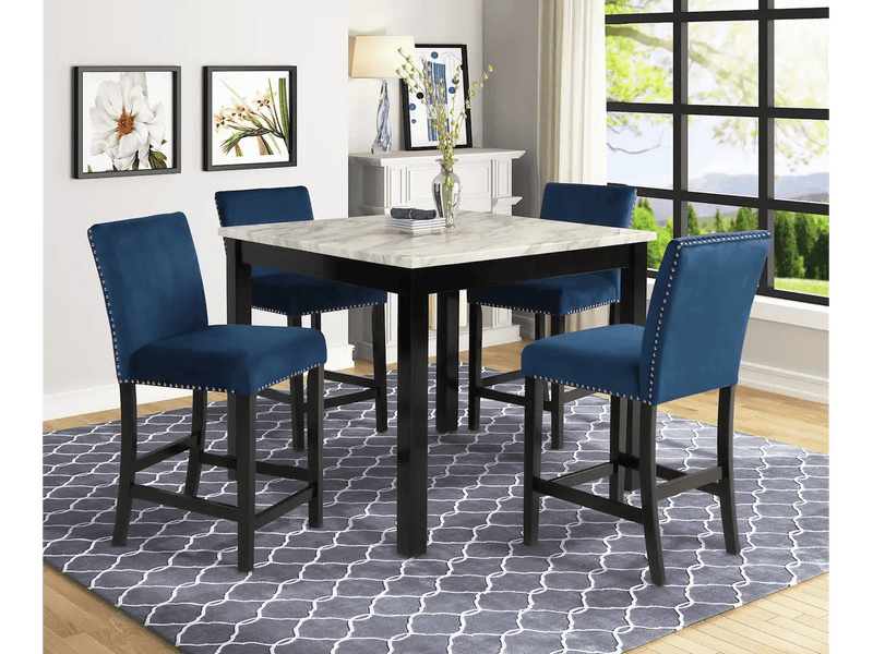 Lennon Royal Blue Counter Height Dining Room Set / 5pc - Ornate Home