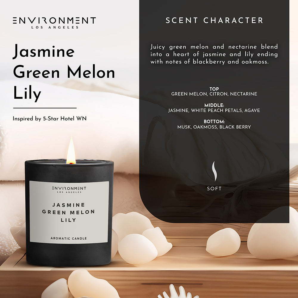 8oz Jasmine | Green Melon | Lily Candle with Lid and Box (Inspired by The Wynn Hotel®) - Ornate Home