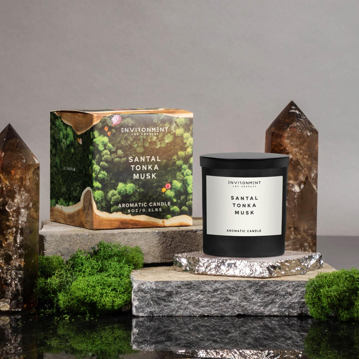 8oz Santal | Tonka | Musk Candle with Lid and Box (Inspired by Le Labo Santal® and 1 Hotel®) - Ornate Home