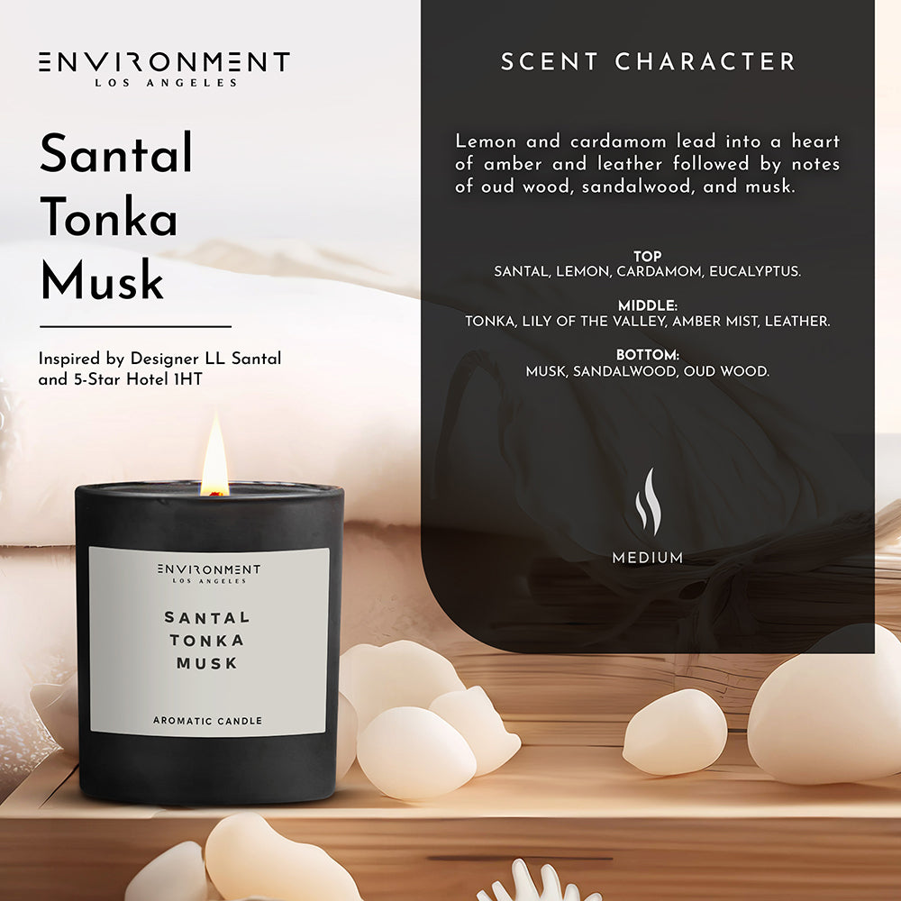 8oz Santal | Tonka | Musk Candle with Lid and Box (Inspired by Le Labo Santal® and 1 Hotel®) - Ornate Home