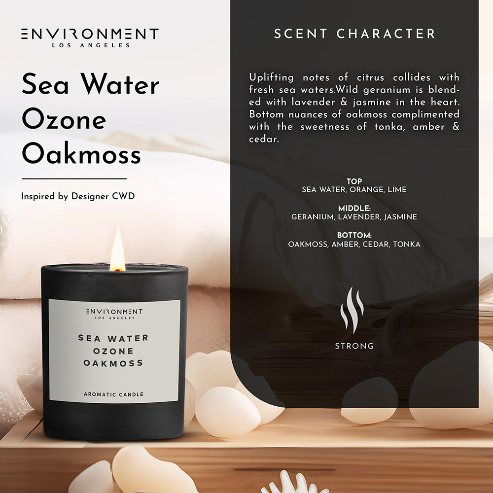 8oz Sea Water | Ozone | Oakmoss Candle with Lid and Box (Inspired by Davidoff Cool Water®) - Ornate Home