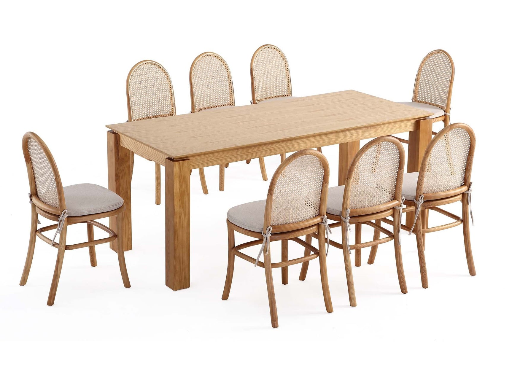 9-Piece Rockaway 70.86 Dining Set in Nature with 8 Paragon 1.0 Dining Chairs - Ornate Home