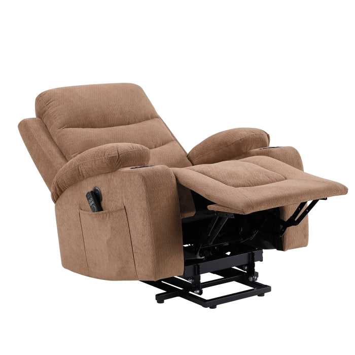 Sereno Black Power Lift Chair With Massage Heat Charging Ports And Cup-holders