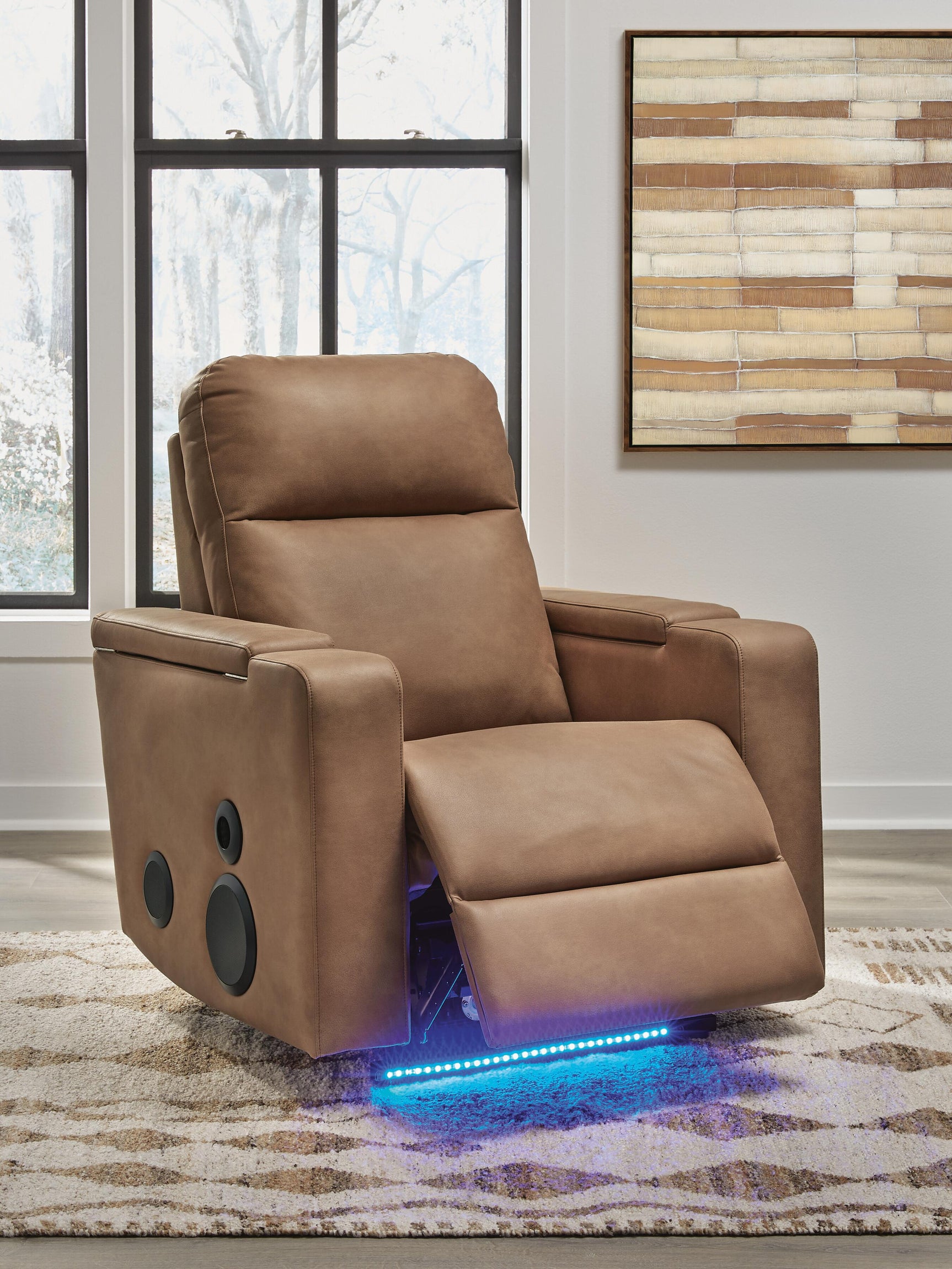 Flinlock Caramel Power Glider Recliner with Audio System