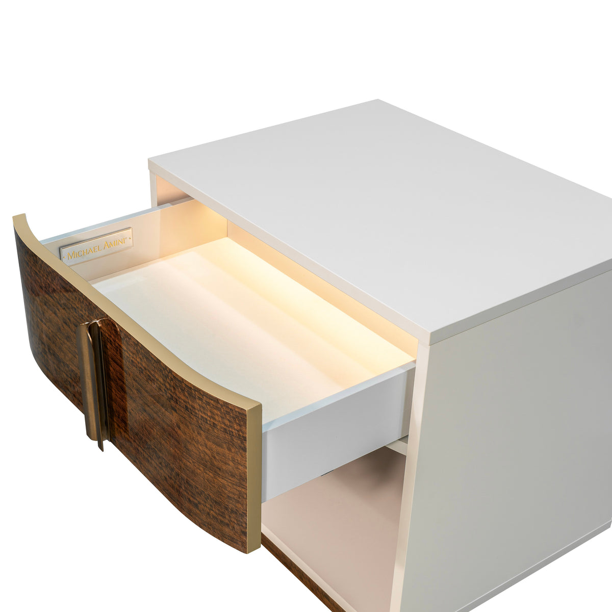 Pavira Walnut 1-Drawer Nightstand with LED Lights