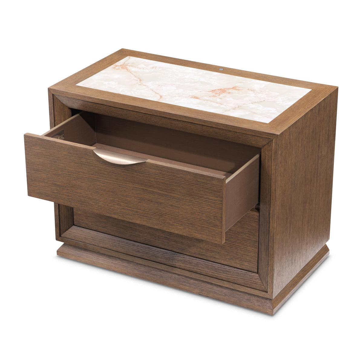 Portrait Sienna Brown 2-Drawer Nightstand with LED Lights