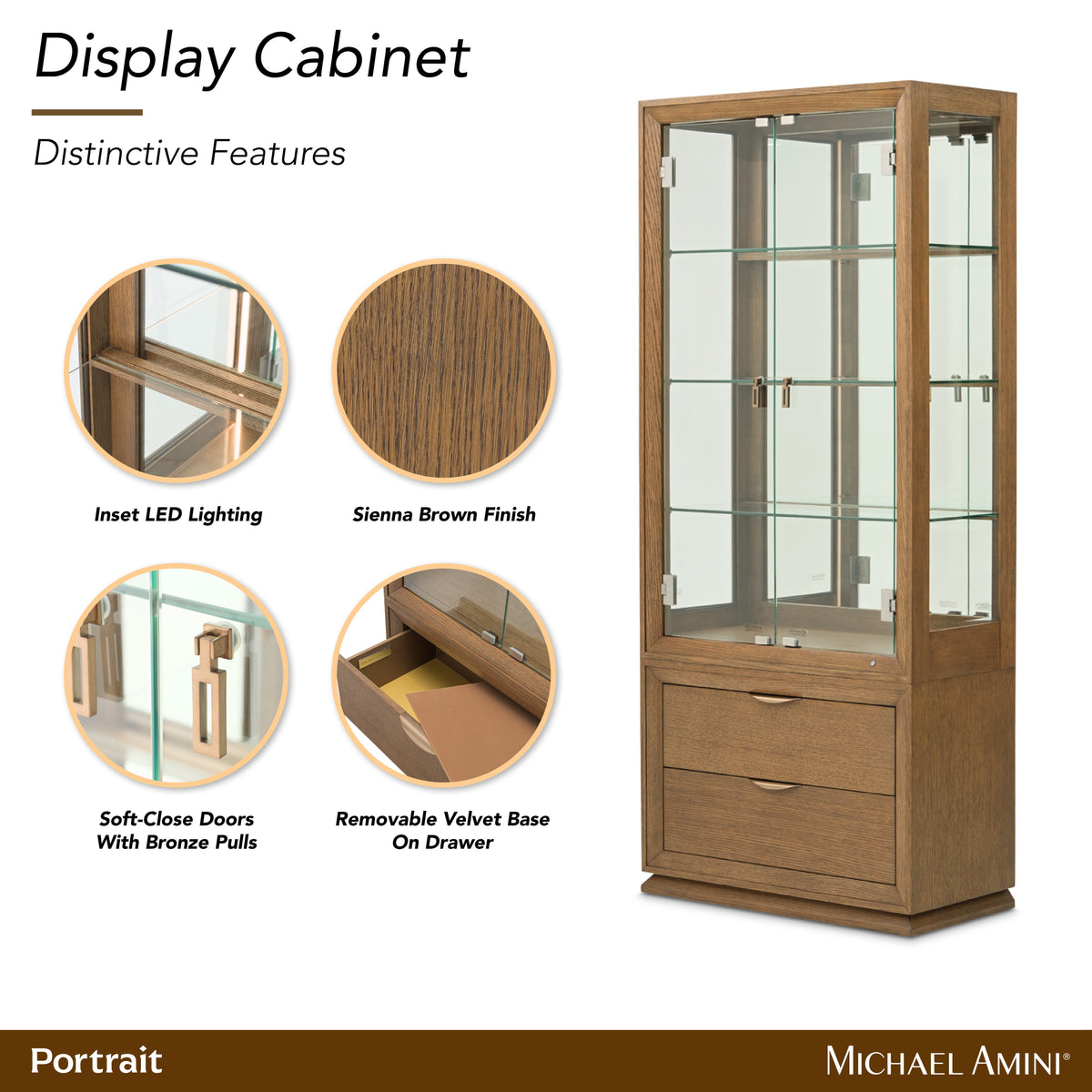 Portrait Sienna Brown Display Cabinet