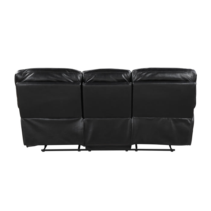 Maverick Black Double Reclining Sofa With Drop-down Cup Holders