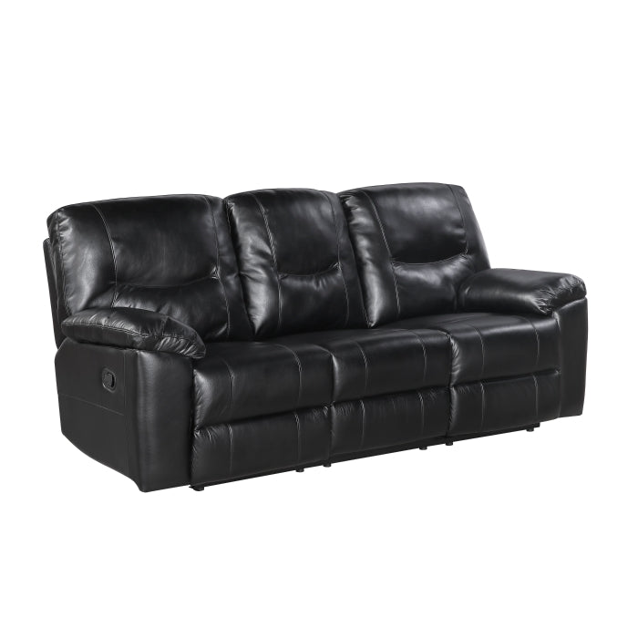 Maverick Black Double Reclining Sofa With Drop-down Cup Holders
