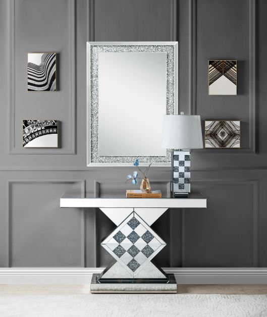 Noralie Mirrored/Faux Diamonds Console Table