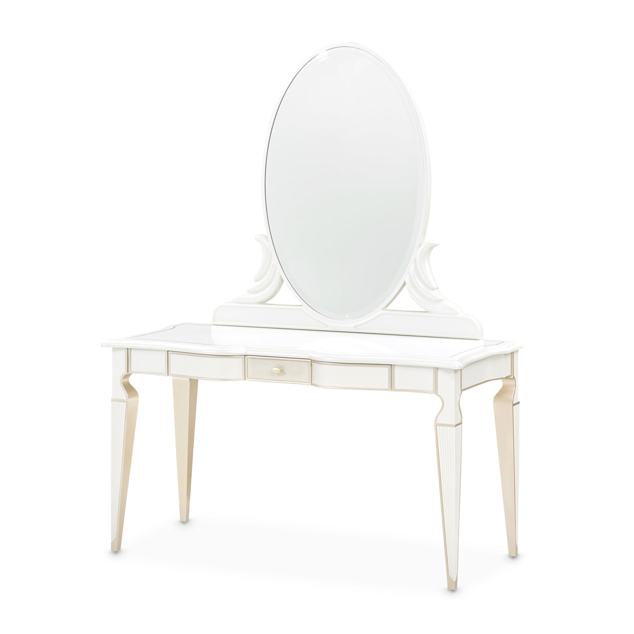 La Marisia Creamy Pearl Vanity Set with Mirror & Chair