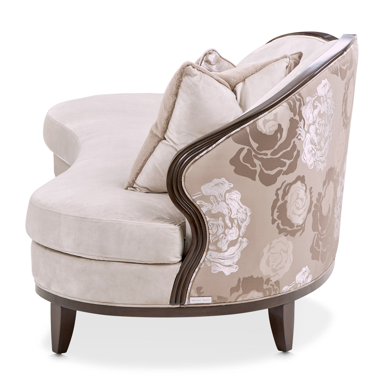 Camellia Field Warm Pecan/Porcini Asymmetrical Velvet Sofa