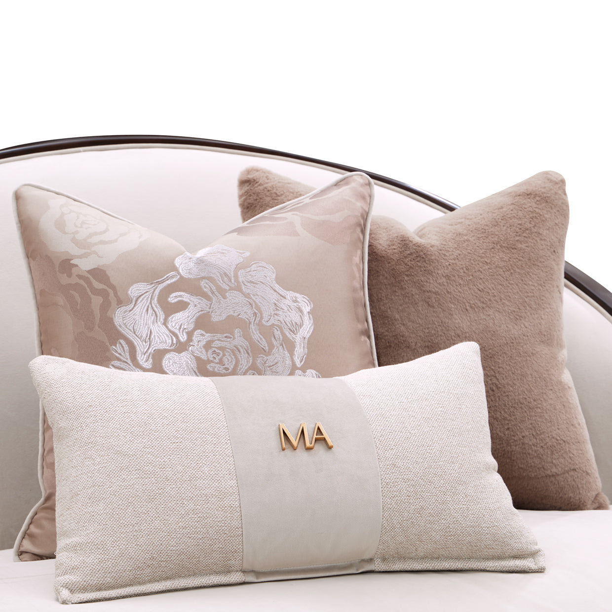 Camellia Field Warm Pecan/Porcini Asymmetrical Velvet Sofa