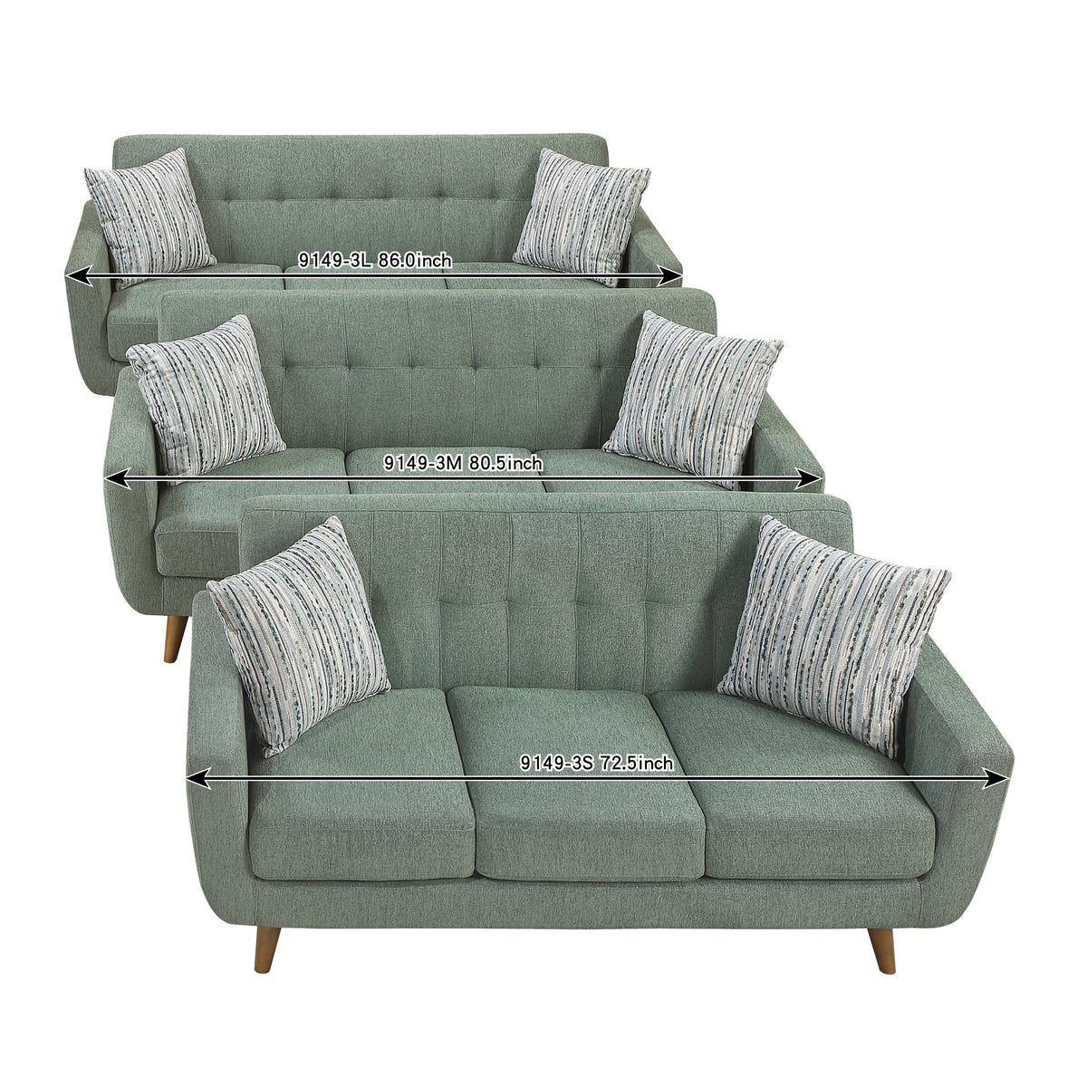 Seabrook Green 80" Sofa