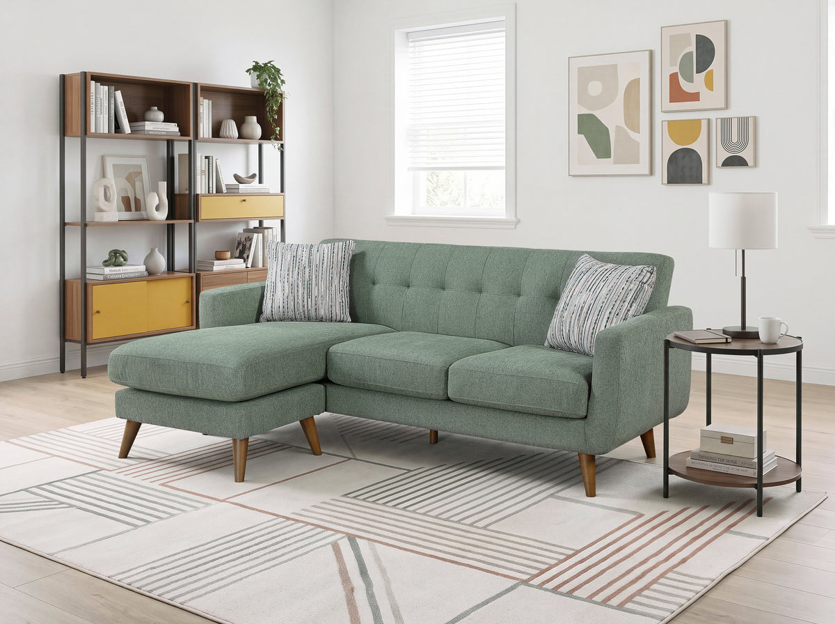 Seabrook Green Reversible Sofa Chaise