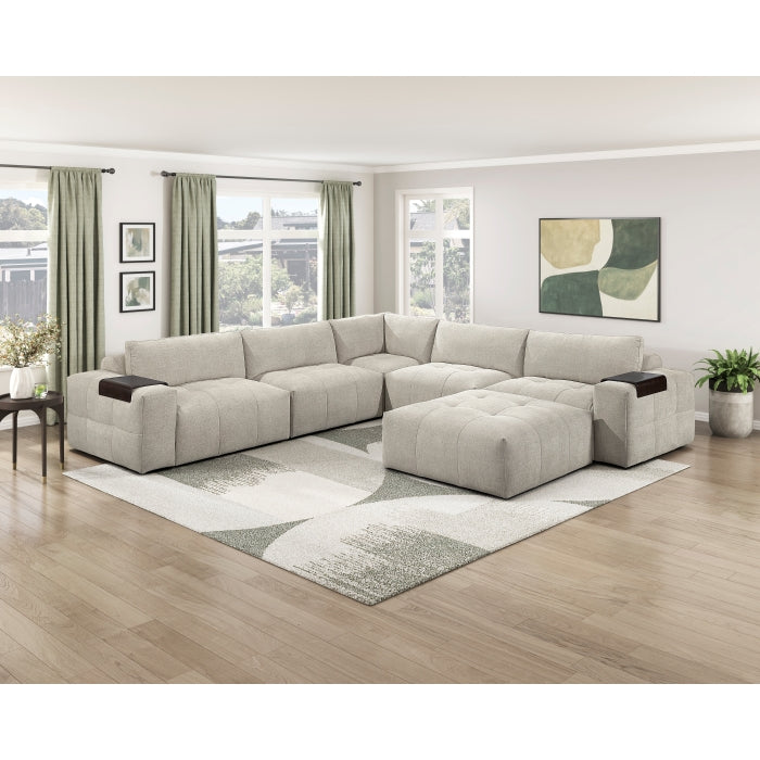 Tidal Beige Left Side Chair With One Arm