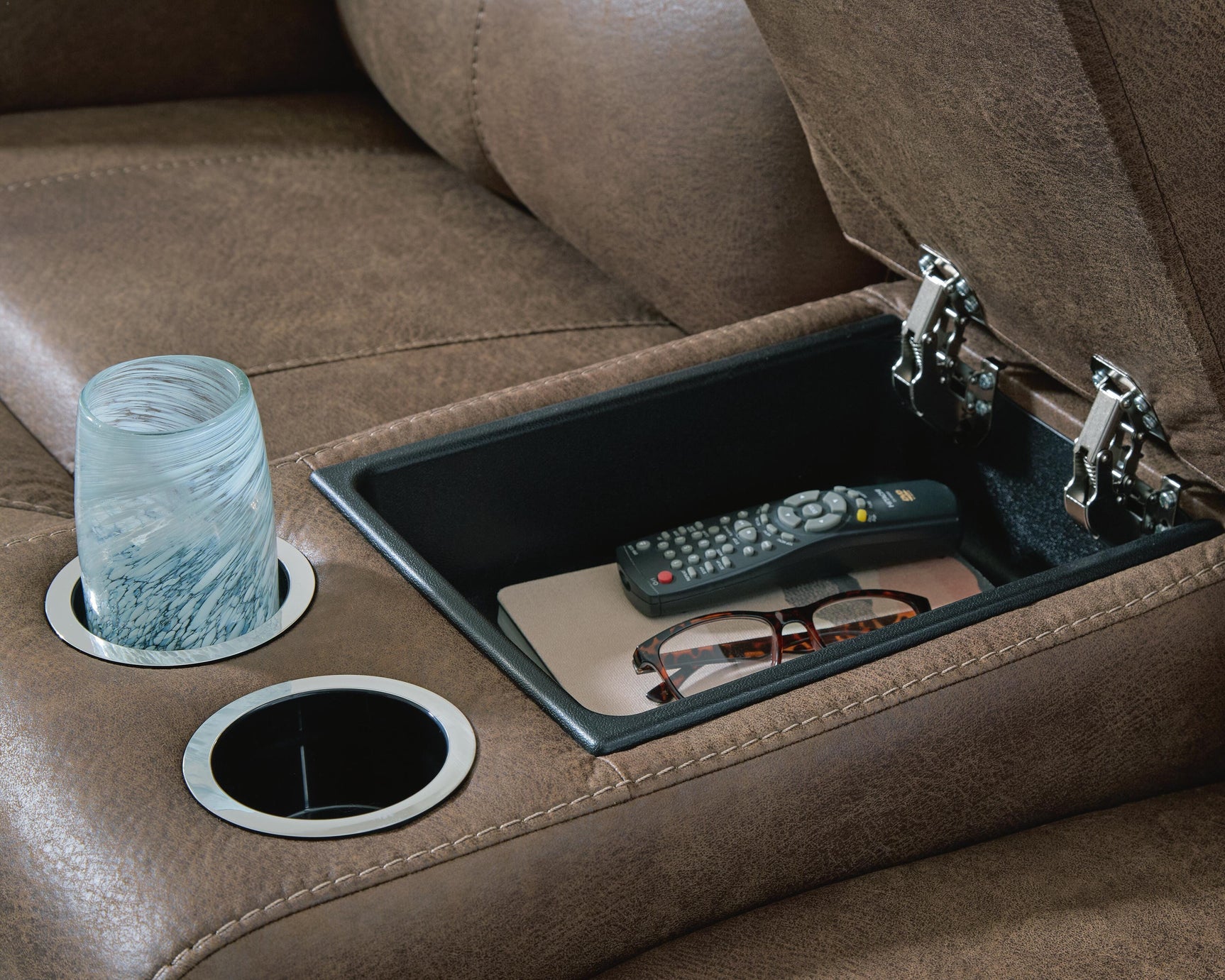 Time-Piece Earth Power Reclining Loveseat with Console