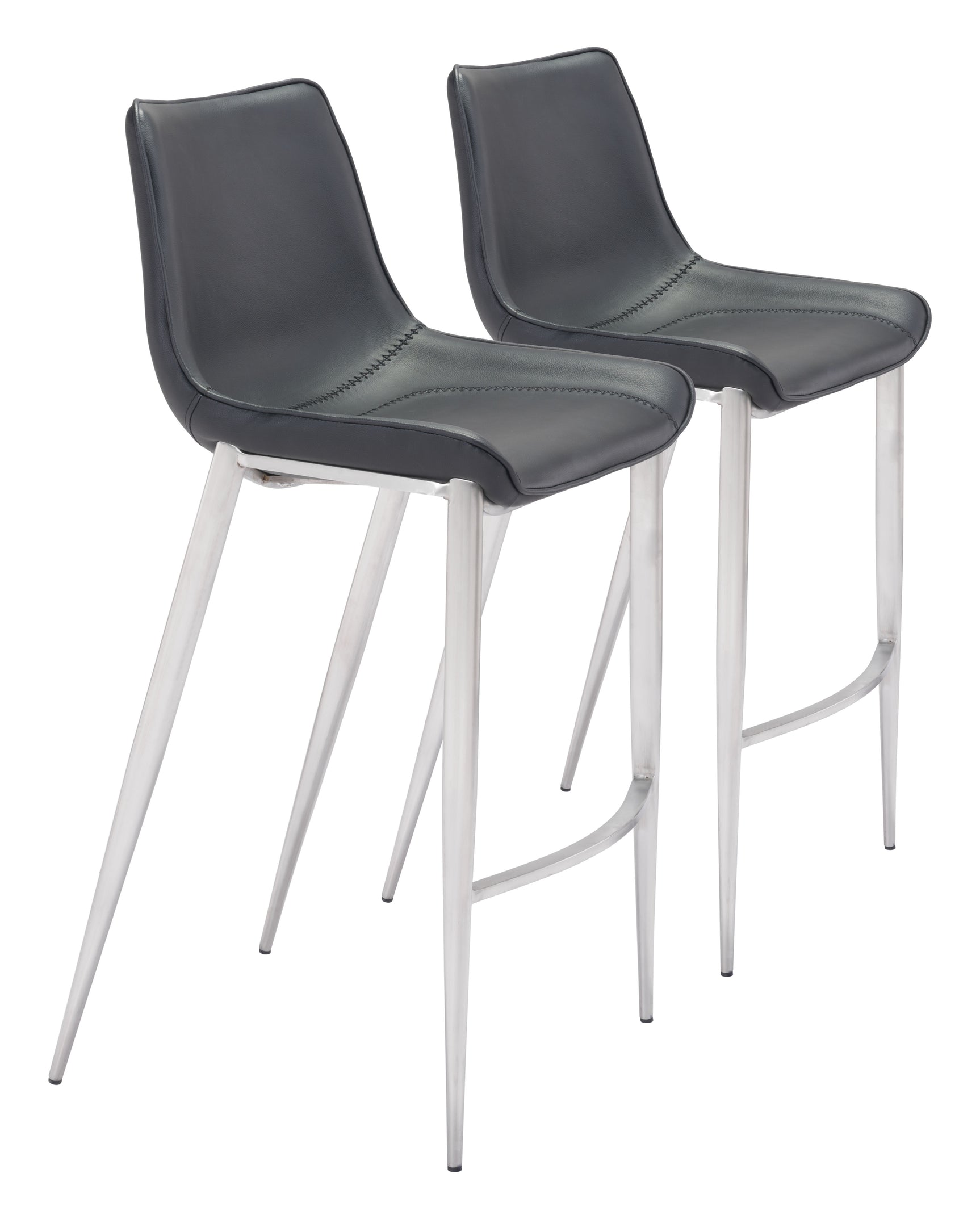 Magnus Black & Silver Barstool (Set of 2)