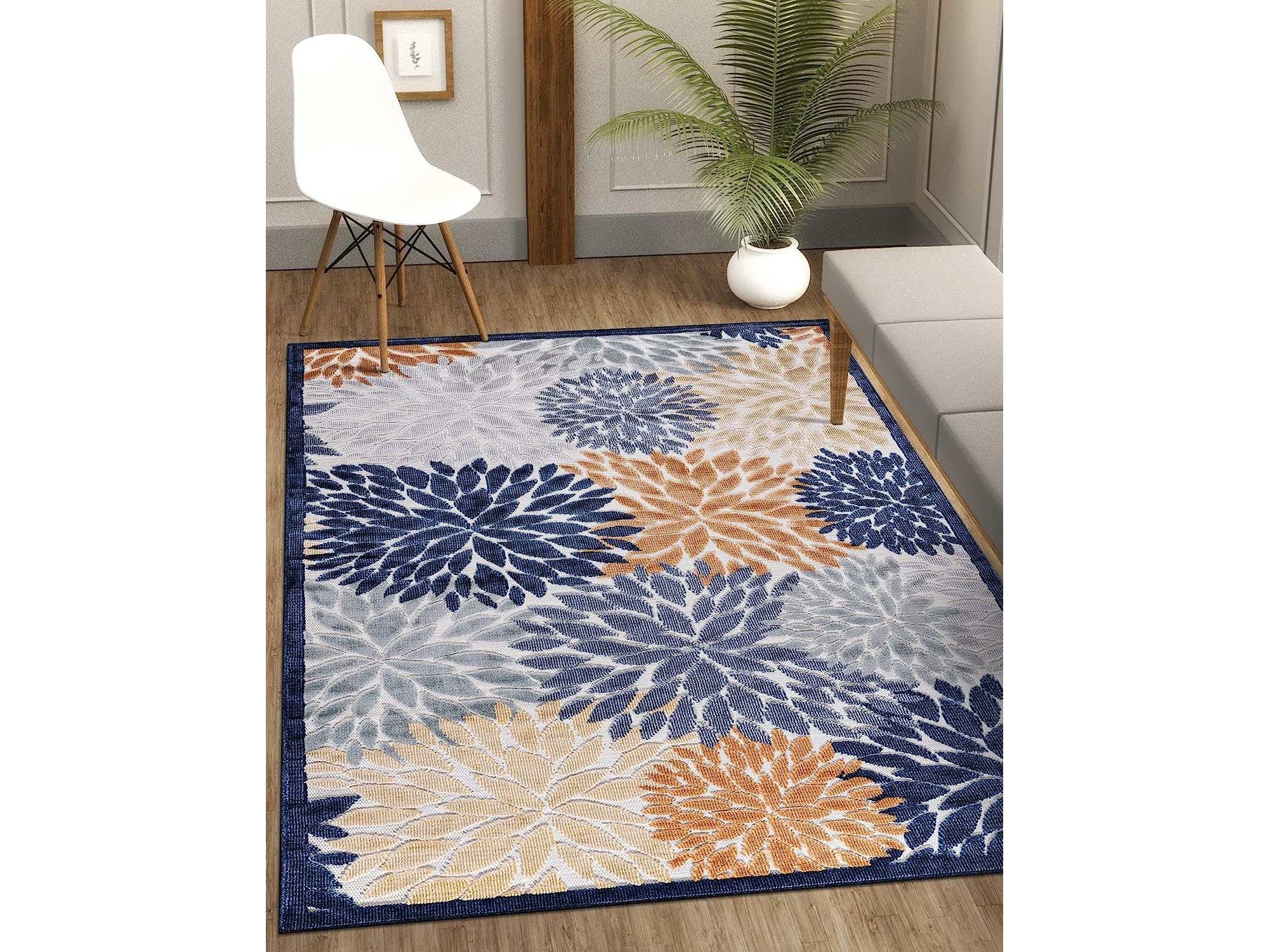 FloralIndoor/Outdoor Tropical Plants Multicolor 6' x 2024 9' Rug, (6' x 9')