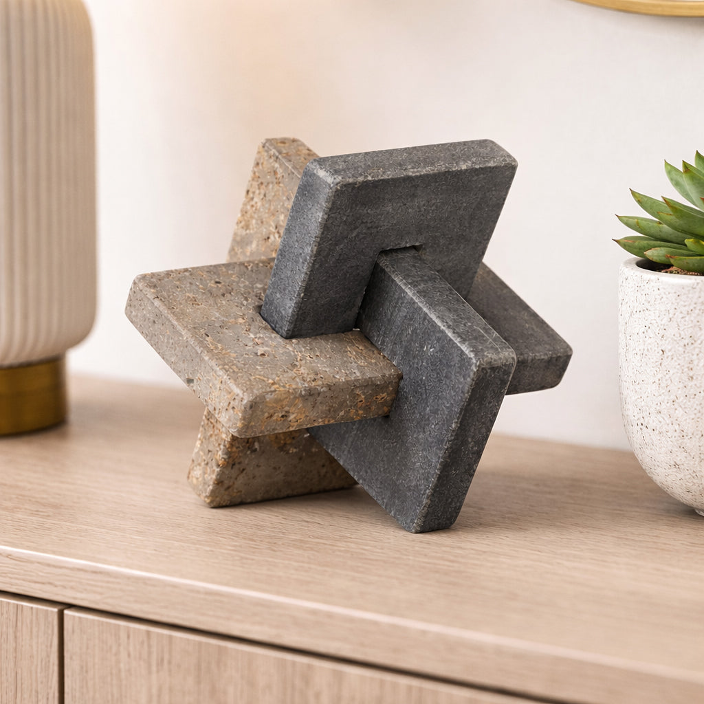 Thornton Black/Tan Marble and Dark Travertine Knot