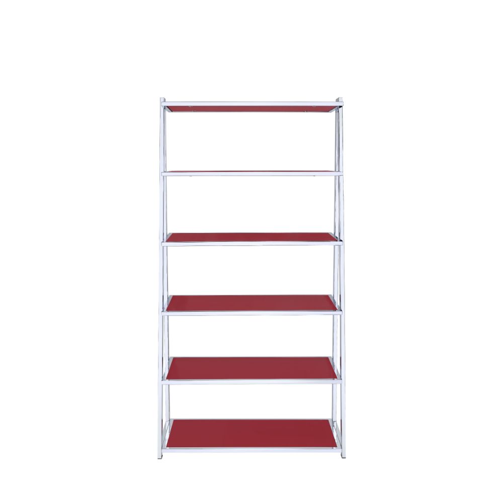 Coleen Red/Chrome Bookshelf