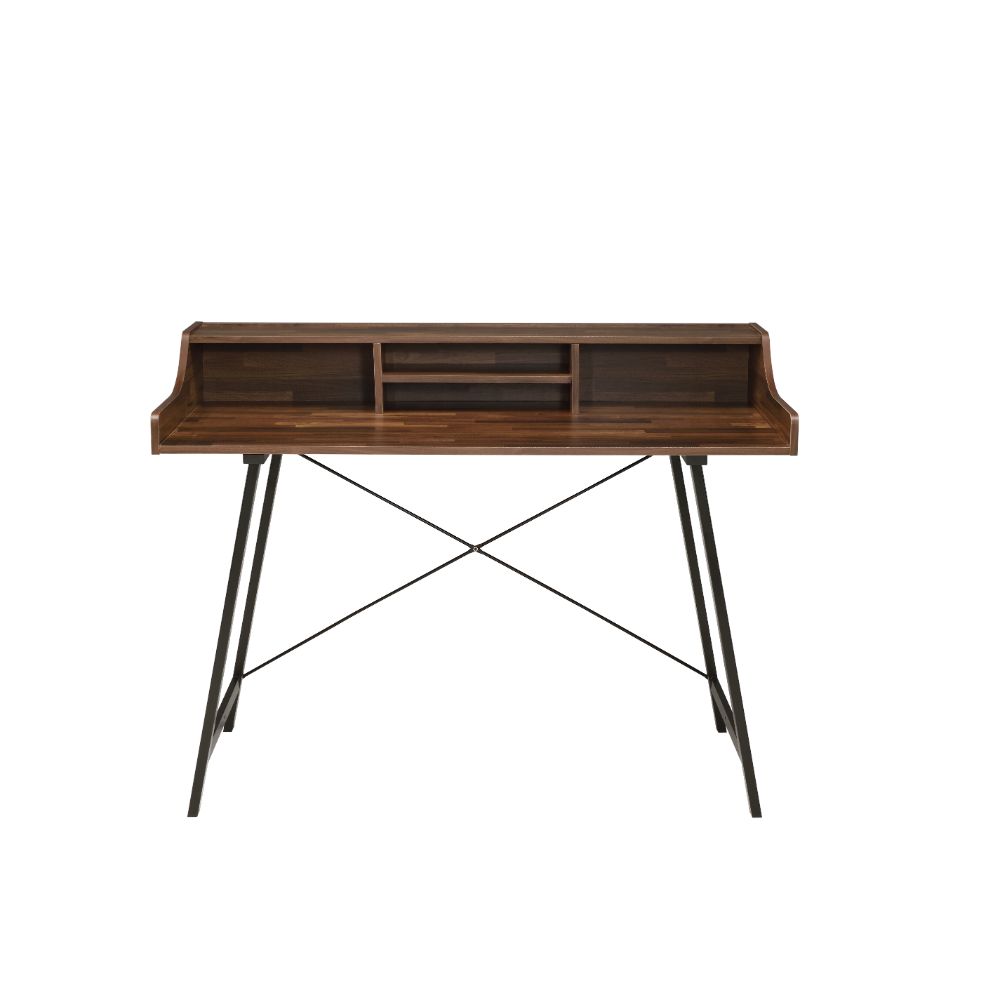 Sange Walnut/Black Writing Desk w/ USB