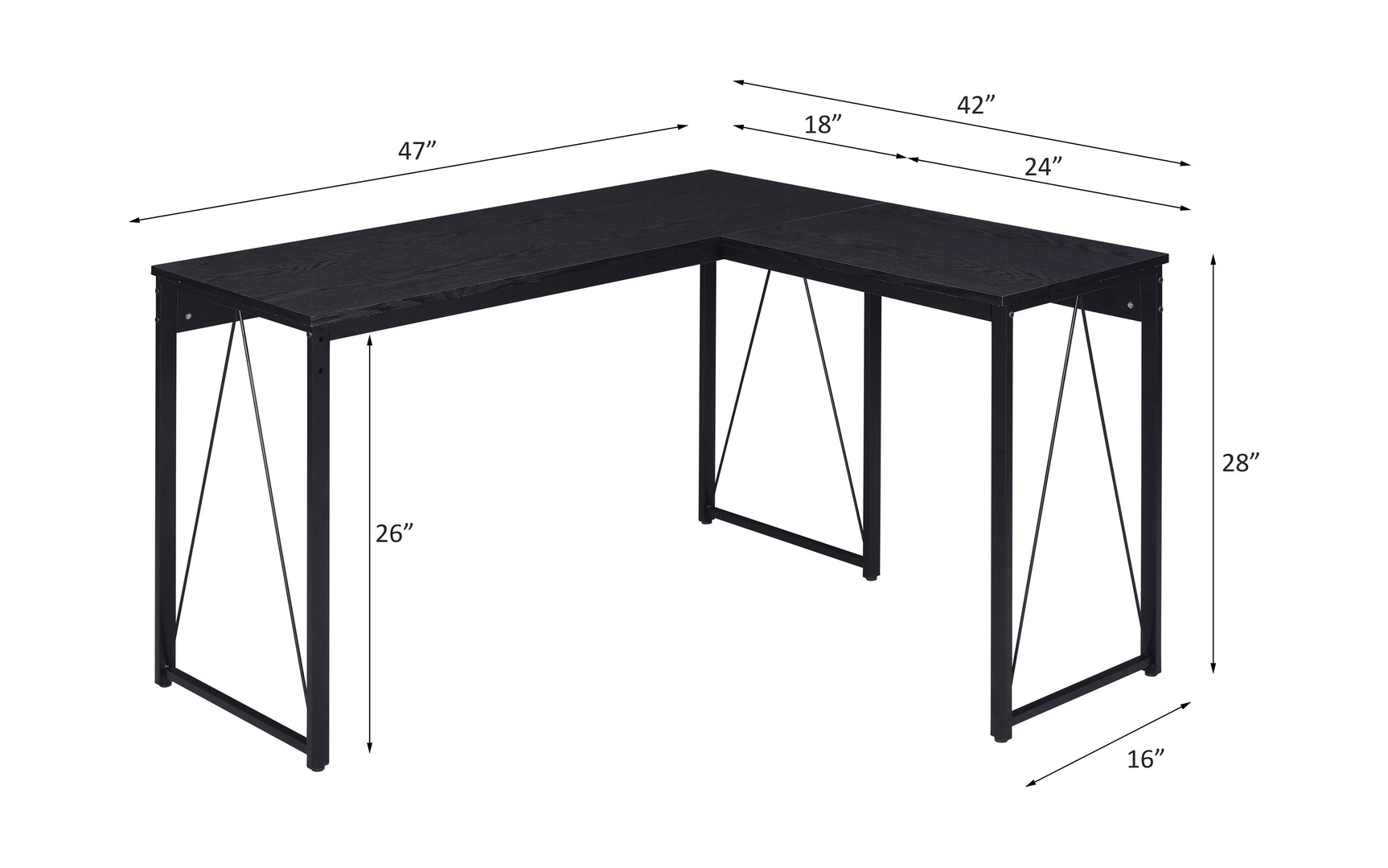 Zetri Black Writing Desk