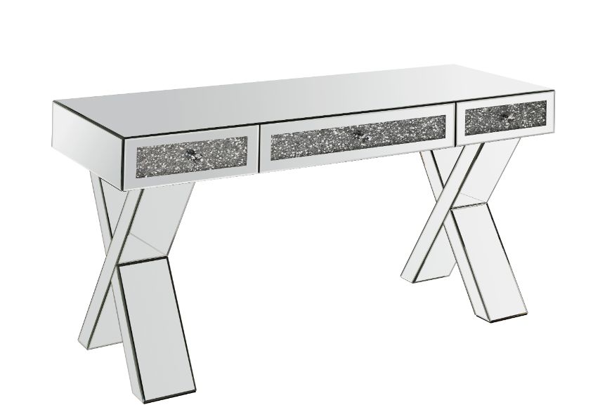 Noralie Clear Glass/Faux Diamonds Writing Desk