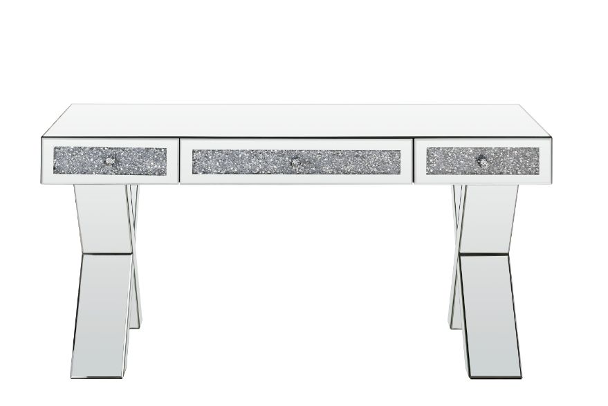 Noralie Clear Glass/Faux Diamonds Writing Desk