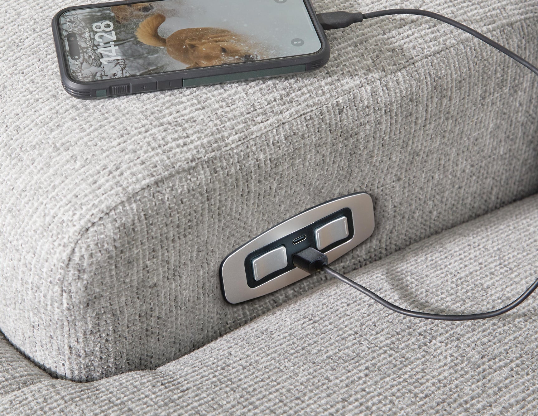 Acklen Place Pewter 5-Piece Power Reclining Sectional with Storage Console