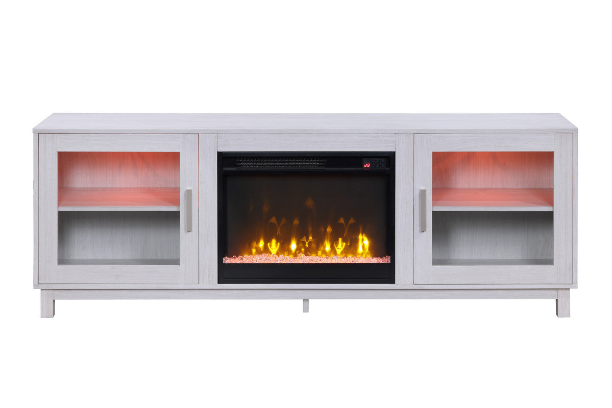 Summit White Walnut 70"W Fireplace TV Stand