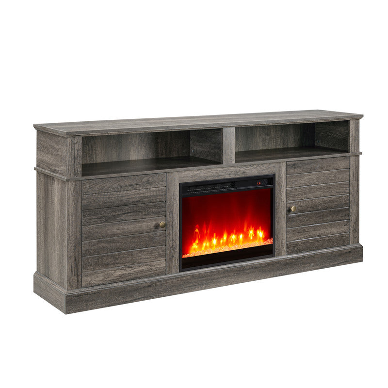 Terra Gray Walnut 70"W Fireplace TV Stand