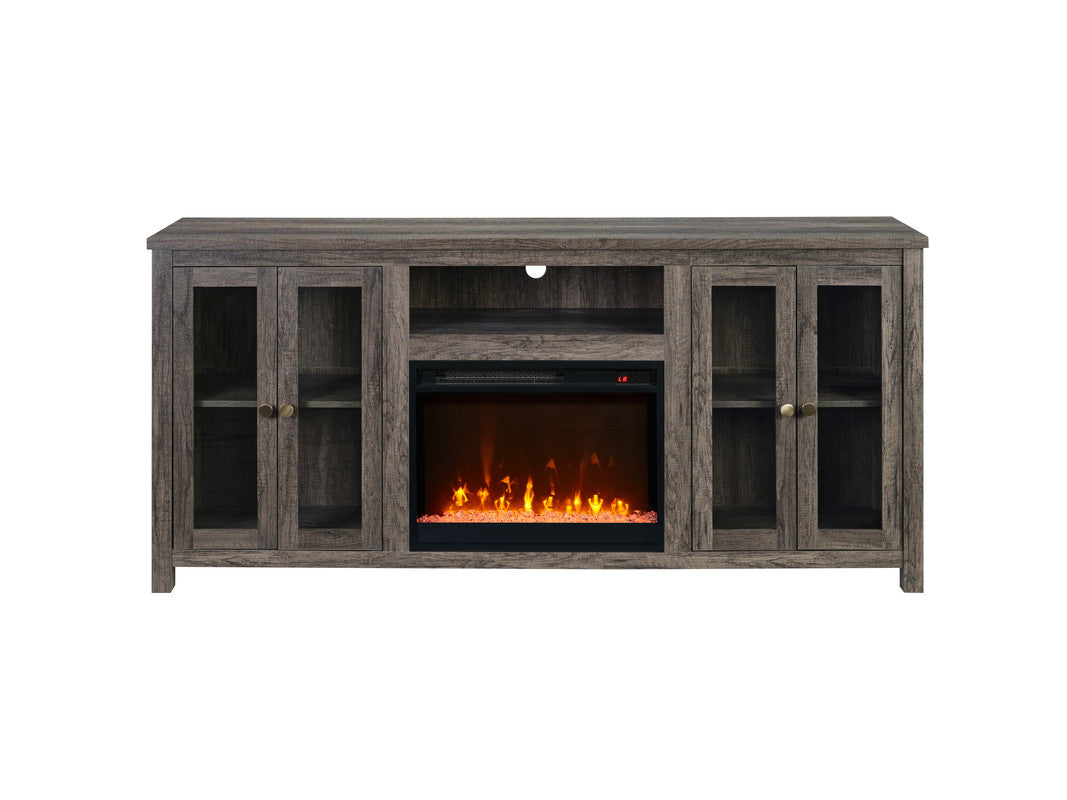 Ellington Gray Walnut 70"W Fireplace TV Stand