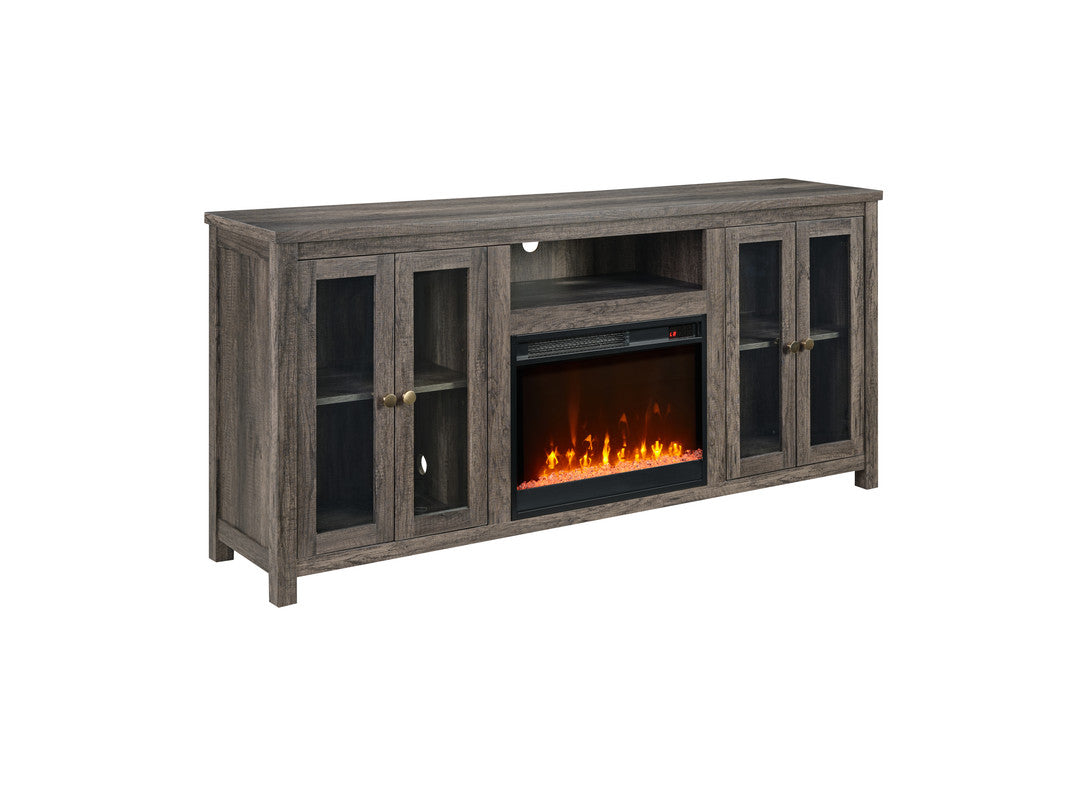 Ellington Gray Walnut 70"W Fireplace TV Stand