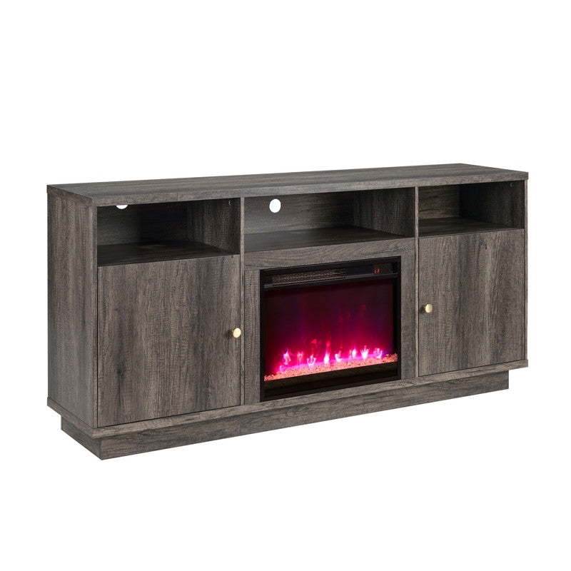 Ambrose Gray Walnut 70"W Fireplace TV Stand