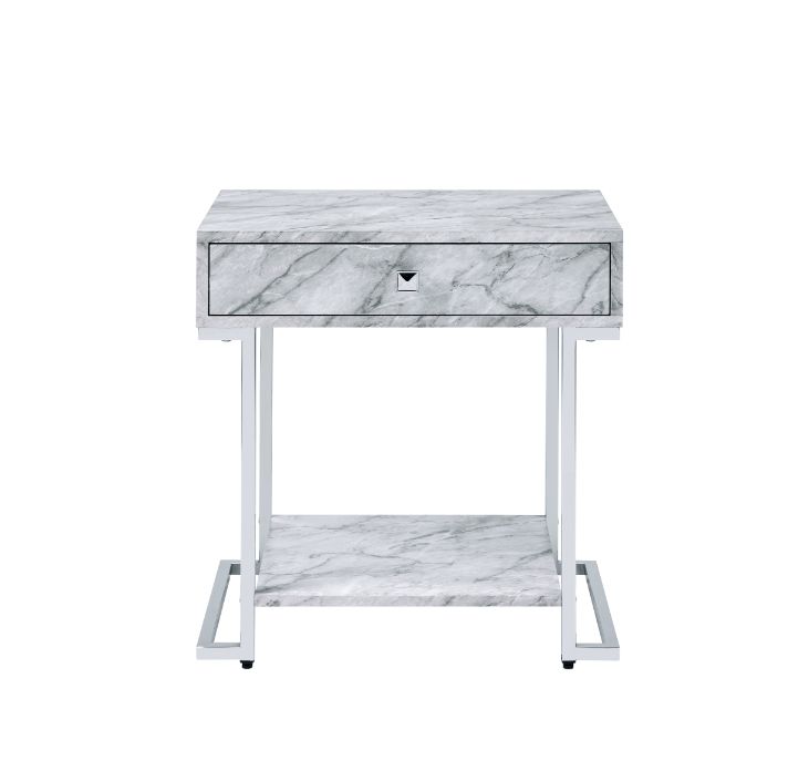 Wither White/Chrome Accent Table