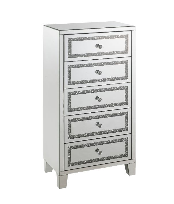 Noralie Mirrored/Faux Diamonds Cabinet