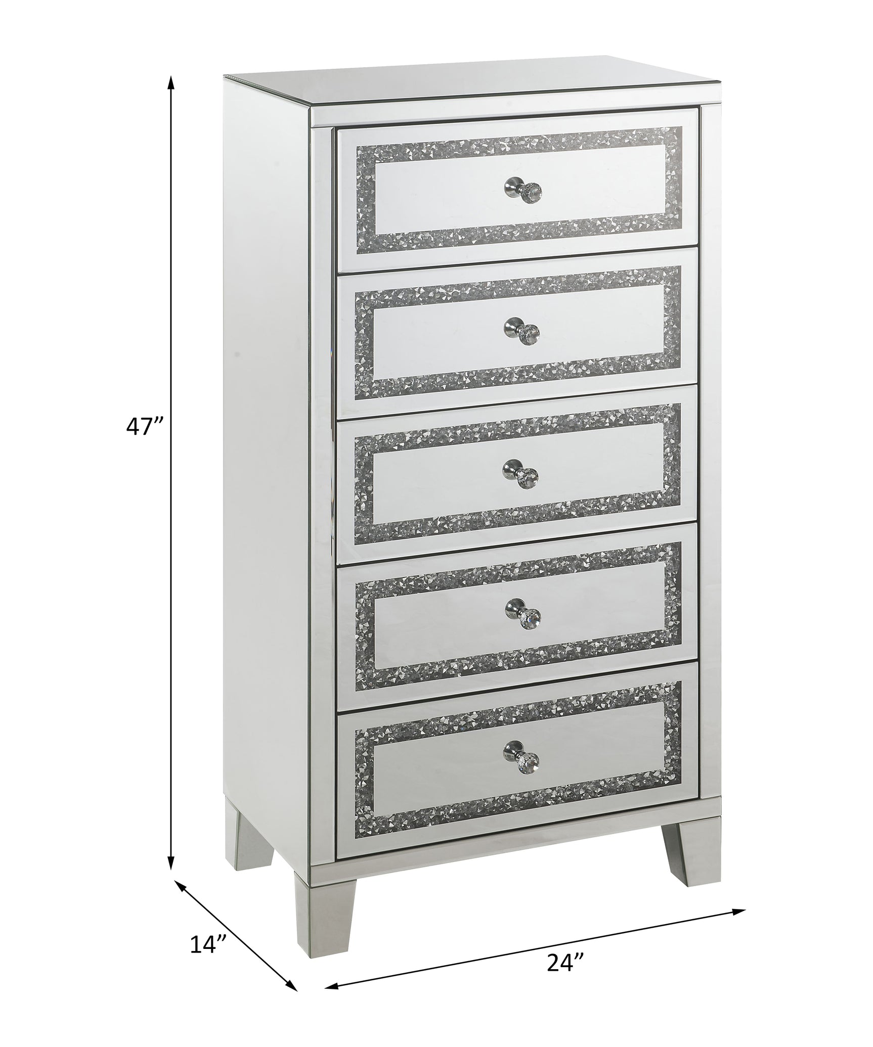 Noralie Mirrored/Faux Diamonds Cabinet