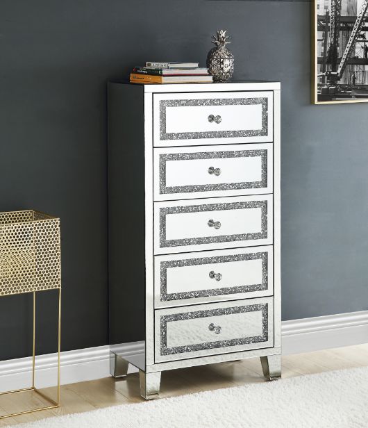 Noralie Mirrored/Faux Diamonds Cabinet