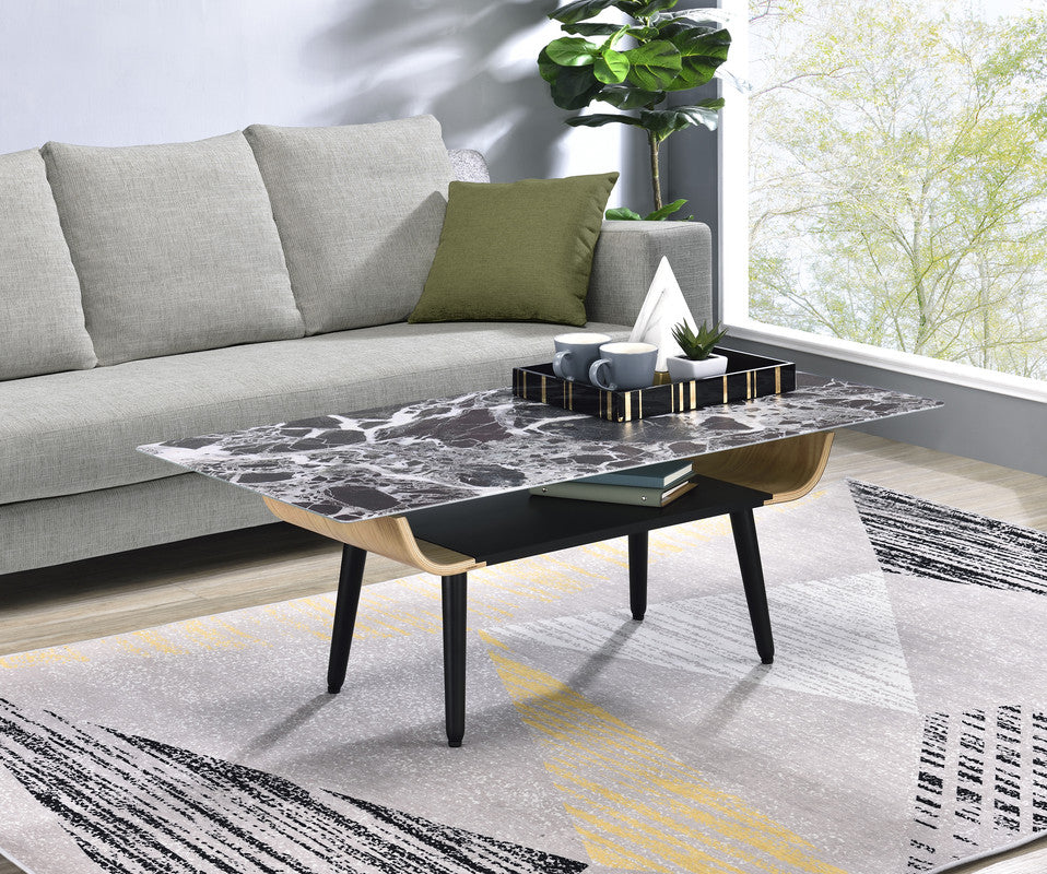 Landon Black Marble 47"W Coffee Table