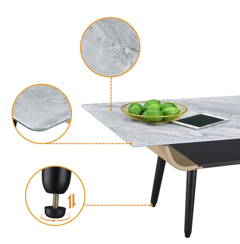 Landon Gray Marble 47"W Coffee Table