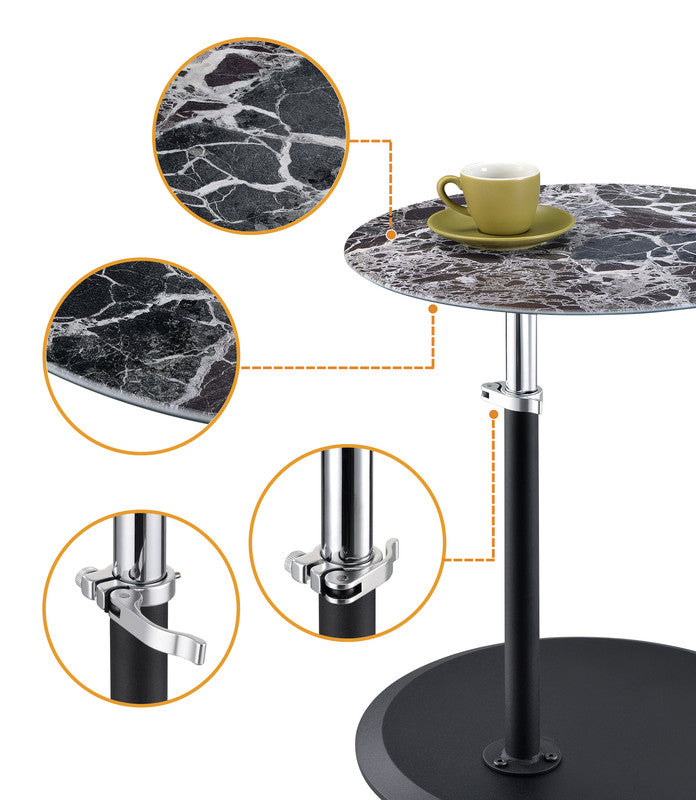 Orbit Black Marble 15.5"W Height Adjustable End Table