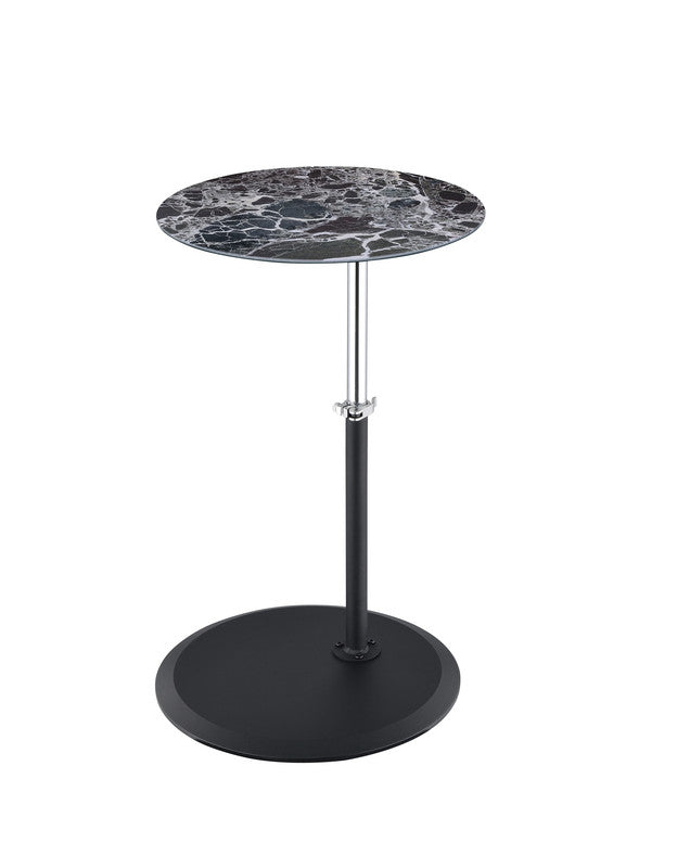 Orbit Black Marble 15.5"W Height Adjustable End Table