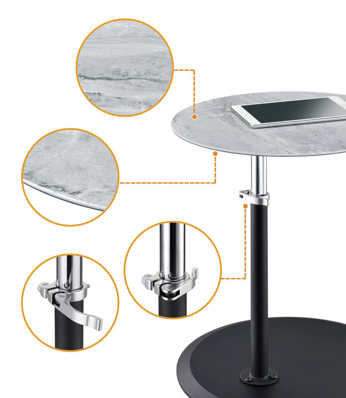 Orbit Gray Marble 15.5"W Height Adjustable End Table
