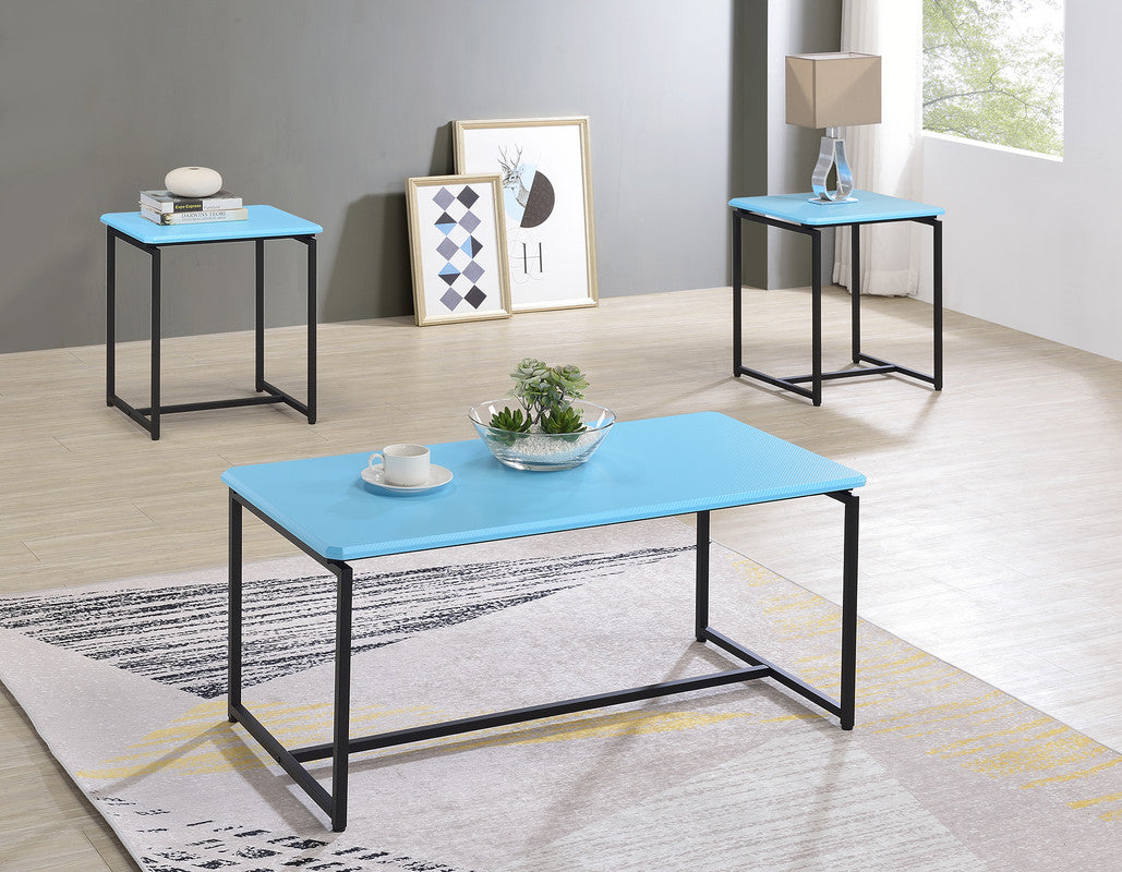 GT Blue 39.5"W 3-Piece Coffee & End Table Set