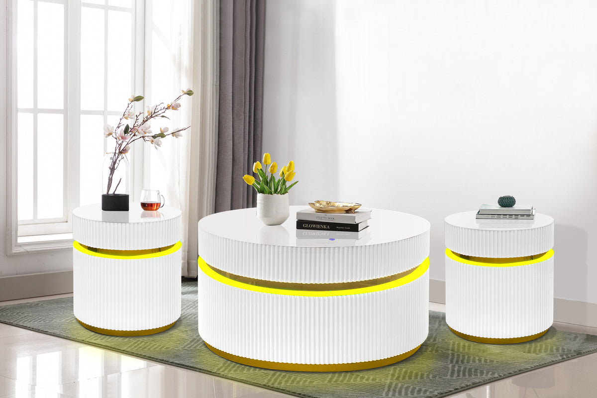 Tavita White 3-Piece Round Coffee Table Set