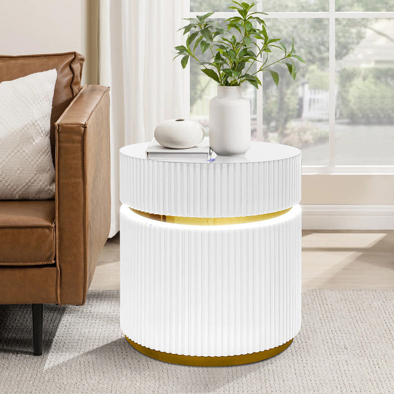 Tavita White 19.5" Round Side Table