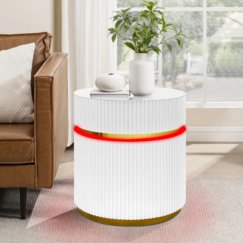 Tavita White 19.5" Round Side Table