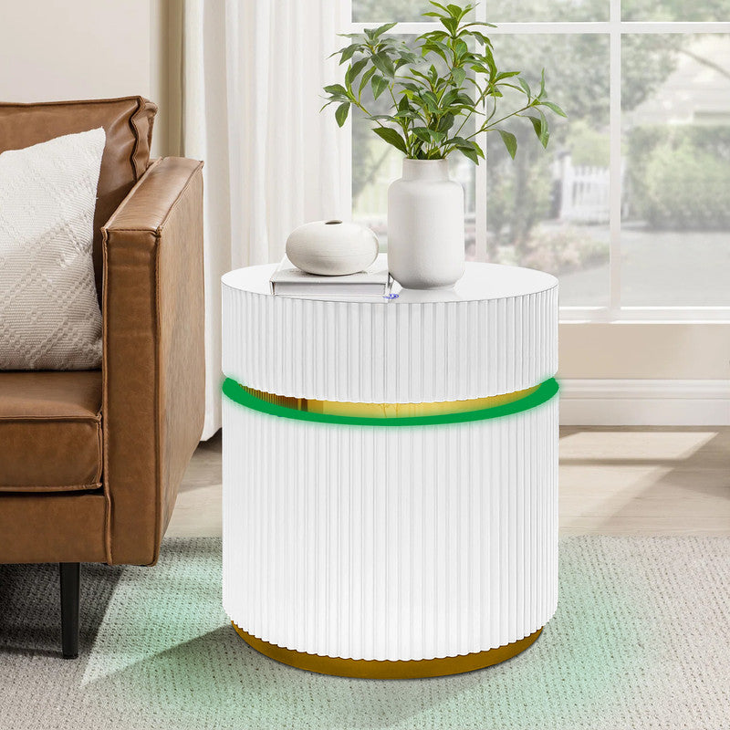 Tavita White 19.5" Round Side Table